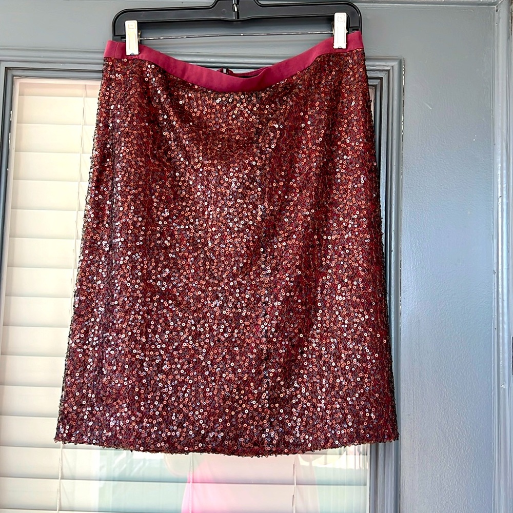 J. Crew Sequin Pencil Skirt in Red and Pink